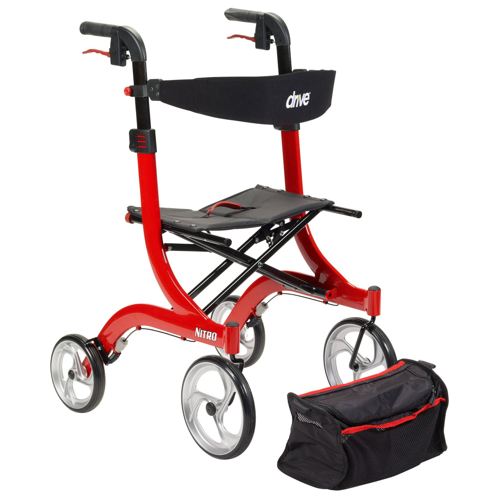 Drive Medical Nitro Euro-Style Rollator Walker in Red
