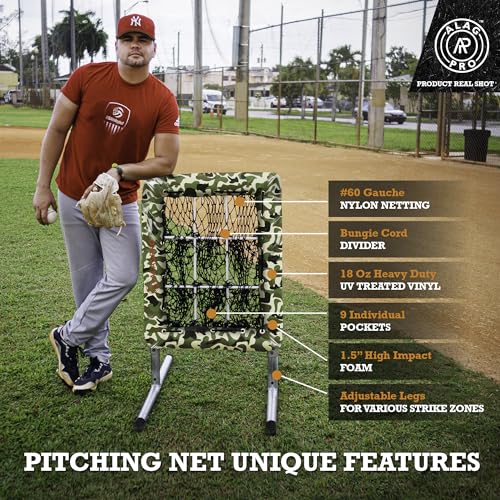 ALAGPRO The Original 9-Hole Baseball and Softball Pitching Net with Strike Zone Pocket and Pitching Target