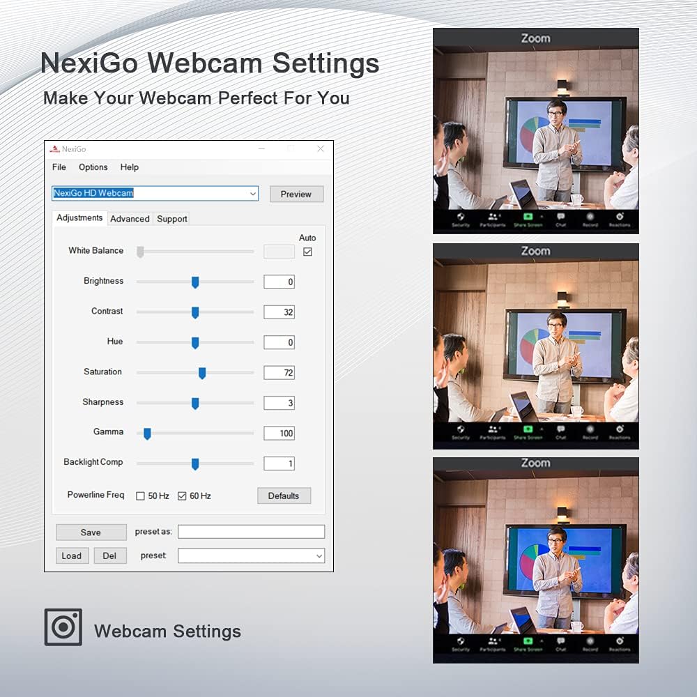 NexiGo N960E 1080P 60FPS USB Webcam with Lighting, Fast Autofocus, Privacy Cover and Dual Stereo Microphones for Zoom, Skype, Teams and Twitch