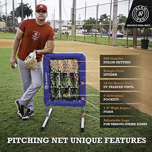 ALAGPRO The Original 9-Hole Baseball and Softball Pitching Net with Strike Zone Pocket and Pitching Target