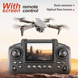 E88 Foldable Mini Drone with Screen Controller, SD Card, 2 Batteries, 360° Flips, Waypoint Flight, Active Obstacle Avoidance, and One-Key Takeoff/Landing, Black