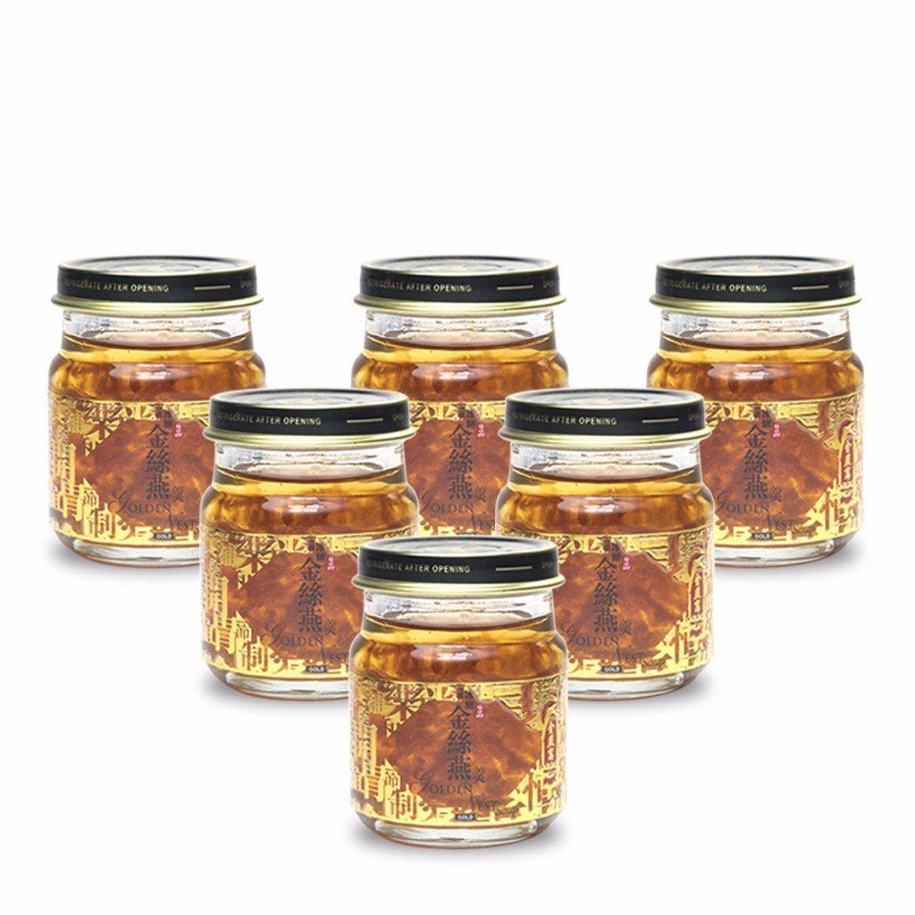 Golden Nest Birds (Swallows) Nest Soup with Original Rock Sugar, 1 Box of 6 Bottles, 75ml Each