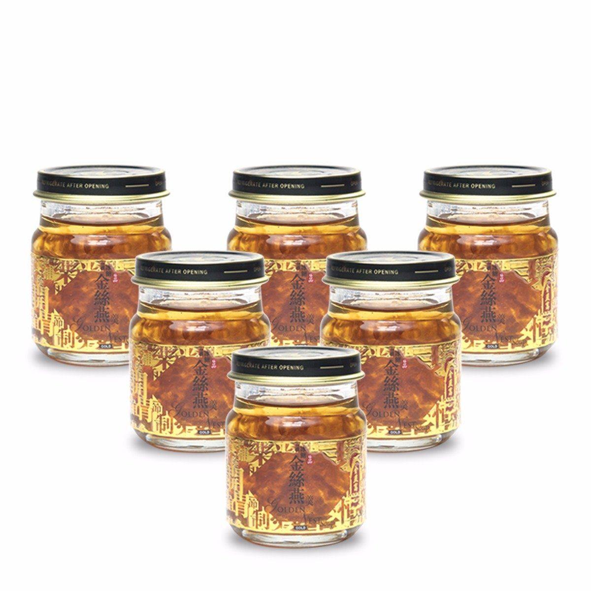 Golden Nest Birds (Swallows) Nest Soup with Original Rock Sugar, 1 Box of 6 Bottles, 75ml Each