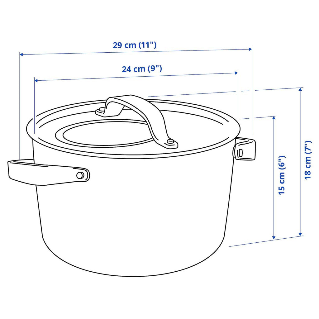 IKEA SENSUELL 5.8 qt Stainless Steel Pot with Lid in Gray