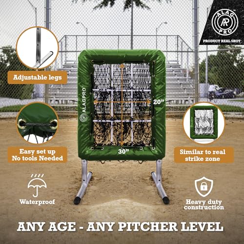 ALAGPRO The Original 9-Hole Baseball and Softball Pitching Net with Strike Zone Pocket and Pitching Target