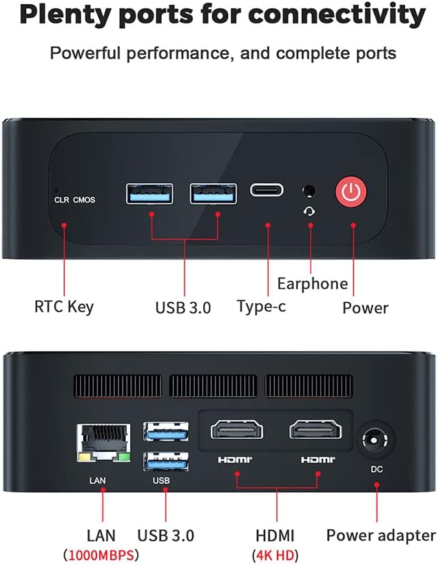 Beelink SER4 Mini Gaming PC with Windows 11, AMD Ryzen 7 4800U 7nm Processor, 8C/16T up to 4.2GHz, 32GB DDR4 RAM, 512GB NVMe SSD, 4K@60Hz Triple Display, Dual HDMI and Type-C, 57W, WiFi 6E, Bluetooth 5.0