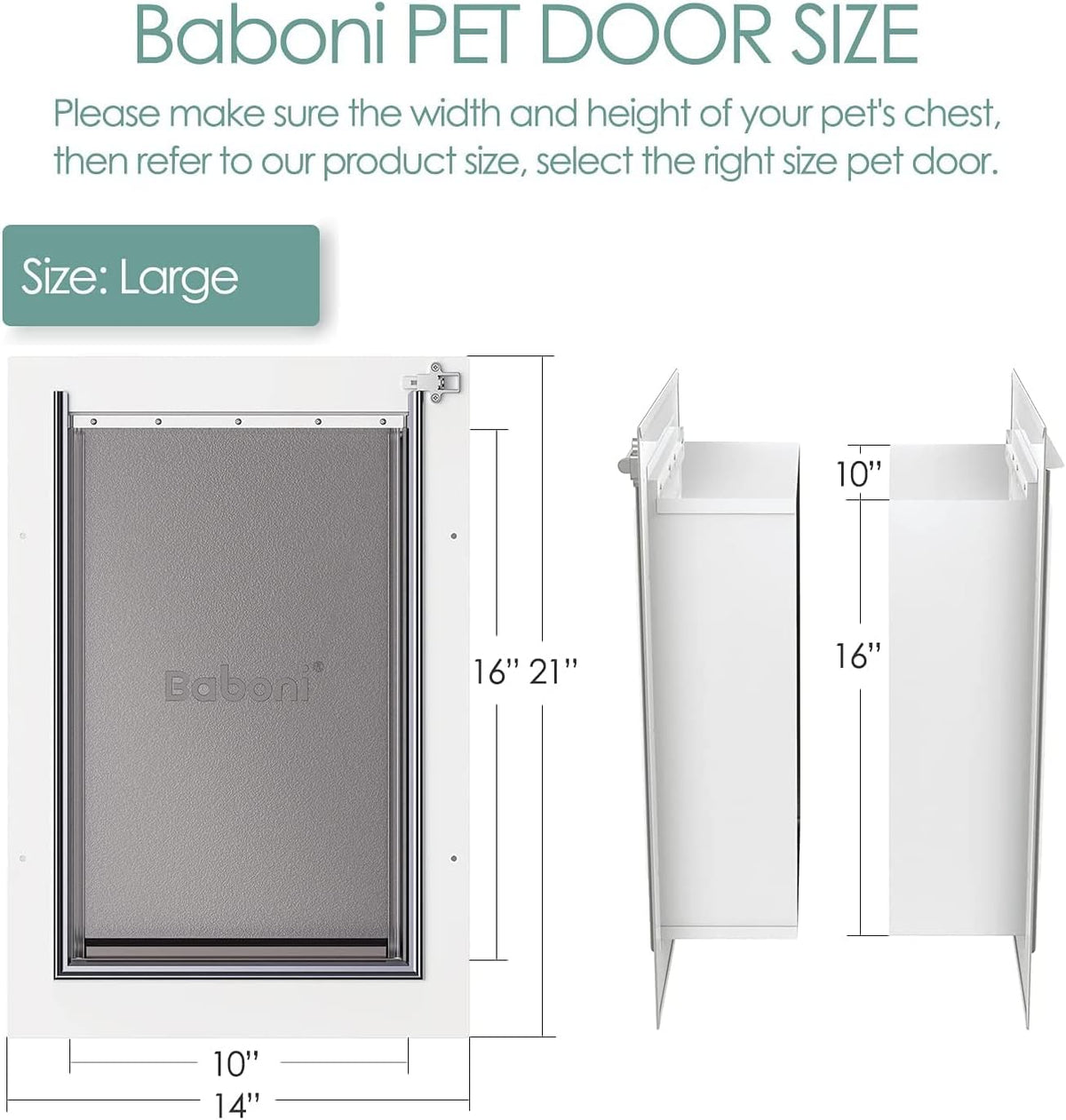 Large Baboni Dog and Cat Door for Walls, Steel Frame with Telescoping Tunnel, Aluminum Lock and Double Flap for Pets Up to 100 Lb