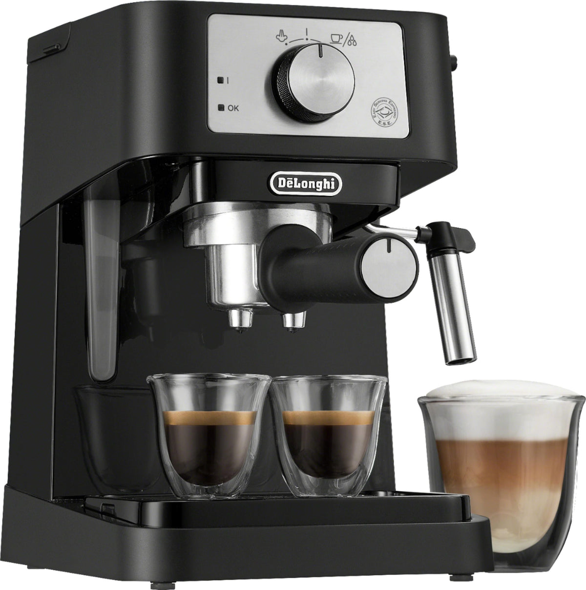 DeLonghi Stilosa EC260BK Espresso Machine with 15 Bar Pump, Black and Stainless Finish
