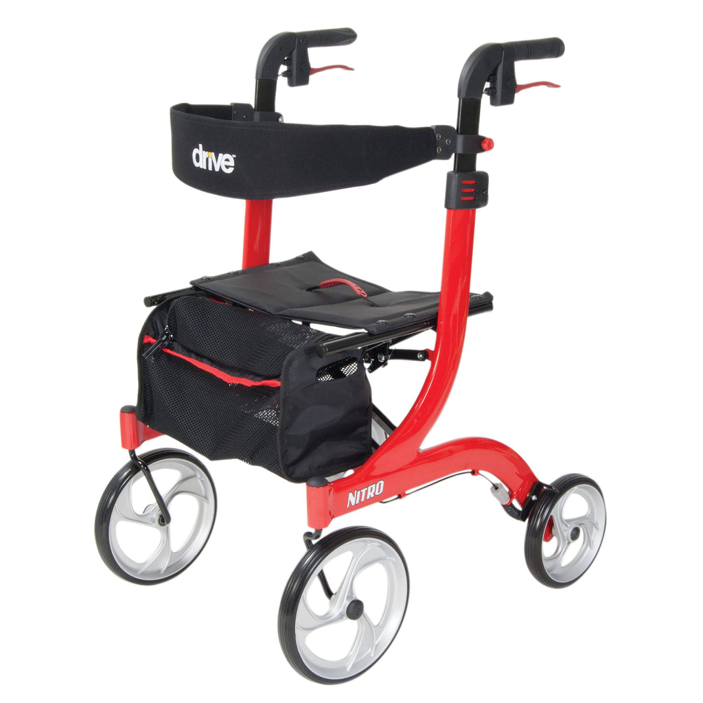 Drive Medical Nitro Euro-Style Rollator Walker in Red