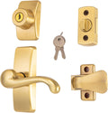 Ideal Security Satin Gold Door Lever with Deadbolt Lock for Storm and Screen Doors