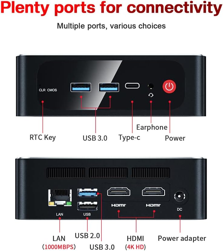 Beelink SER4 Mini Gaming PC with Windows 11, AMD Ryzen 7 4800U 7nm Processor, 8C/16T up to 4.2GHz, 32GB DDR4 RAM, 512GB NVMe SSD, 4K@60Hz Triple Display, Dual HDMI and Type-C, 57W, WiFi 6E, Bluetooth 5.0